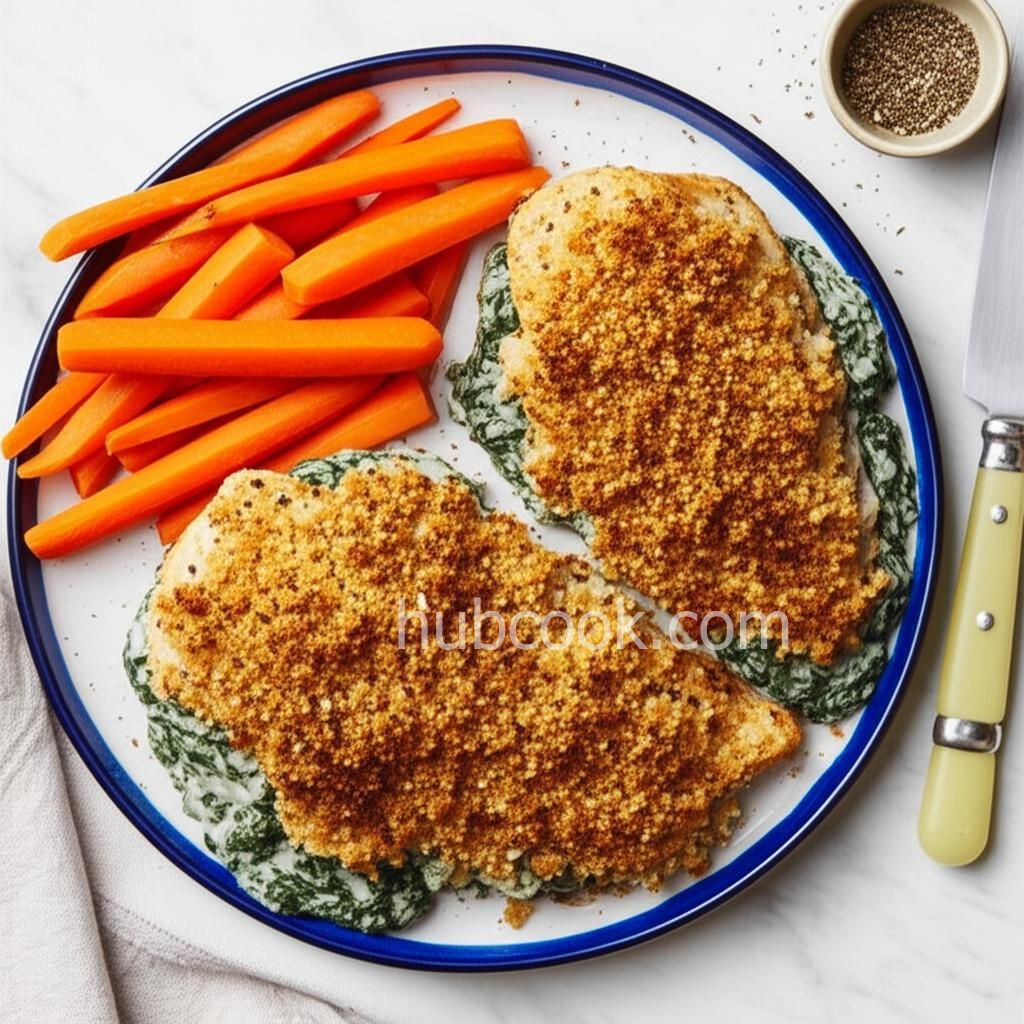Creamy and Crunchy Spinach over Chicken
