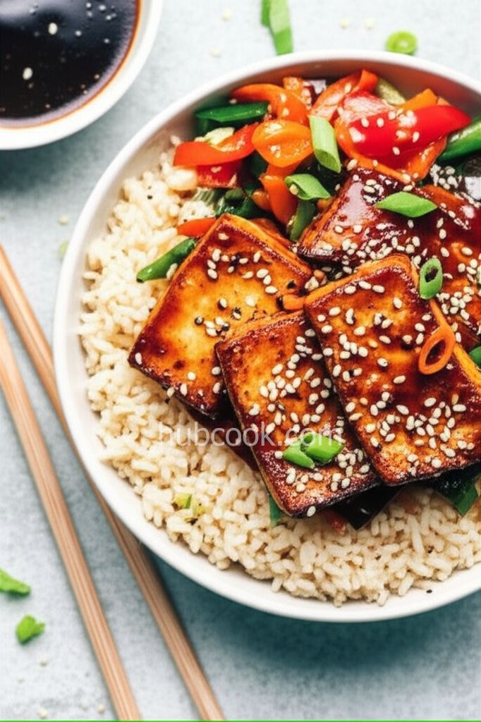Easy Sesame Tofu with Teriyaki Vegetables
