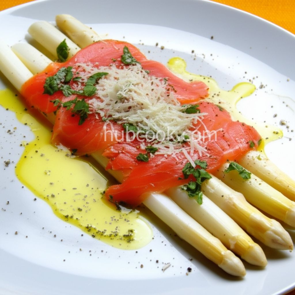 Spargel-Antipasti mit Lachs (White Asparagus and Smoked Salmon)