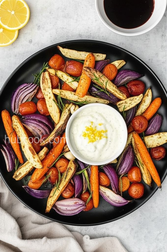 Air Fryer Root Vegetables with Vegan Aioli