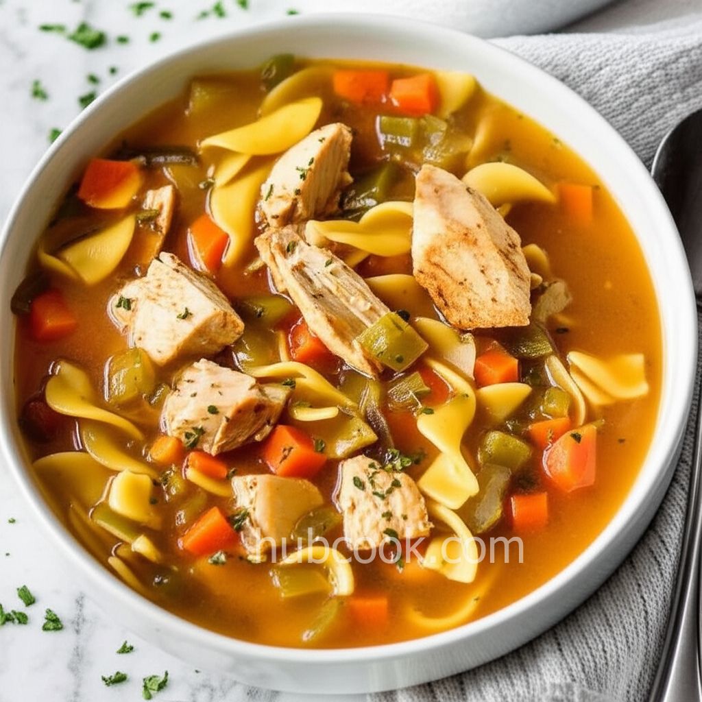 Slow Cooker Chicken Vegetable Soup with Egg Noodles