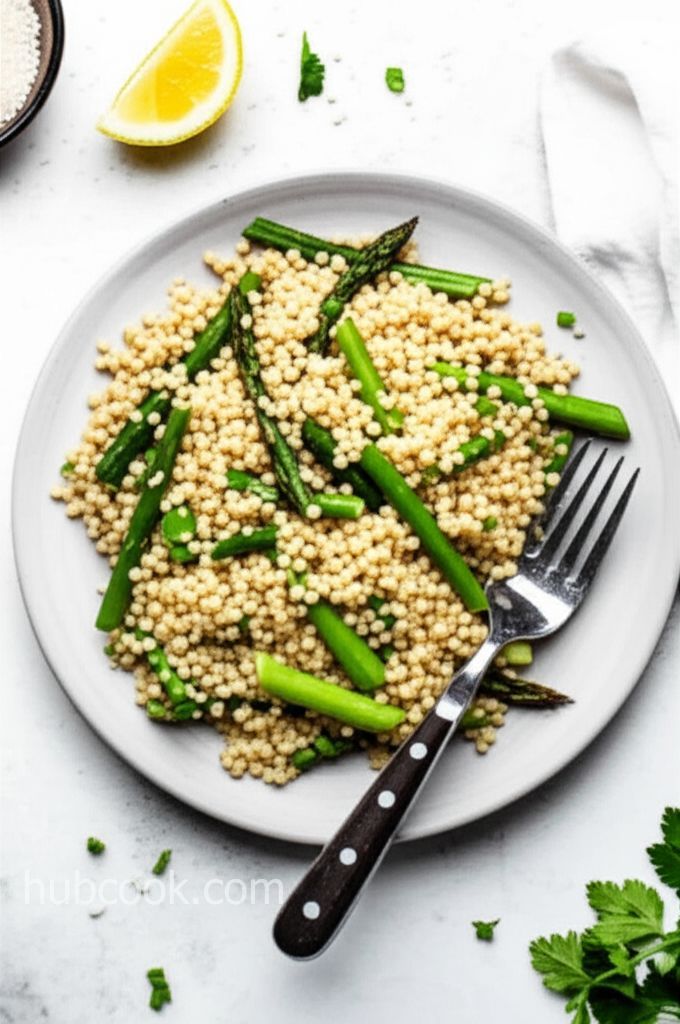 Lemony Israeli Couscous with Asparagus