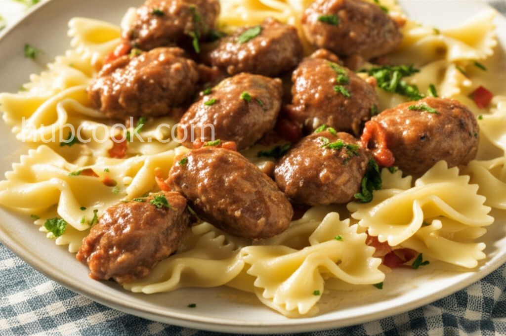 Bow Ties with Sausage, Tomatoes, and Cream